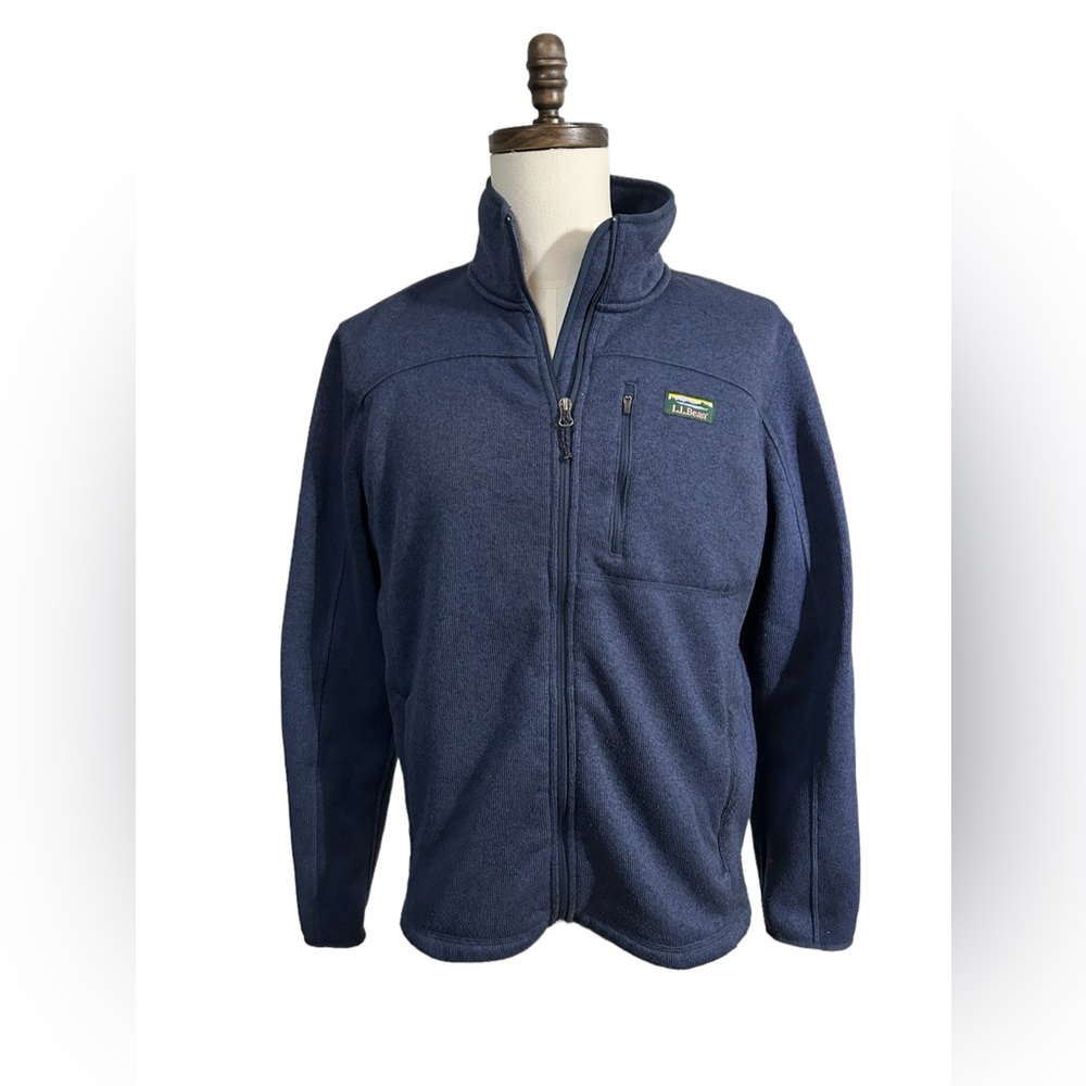 L.L.Bean Sweater Fleece Full-Zip Jacket Size Large Regular Men’s Navy Blue